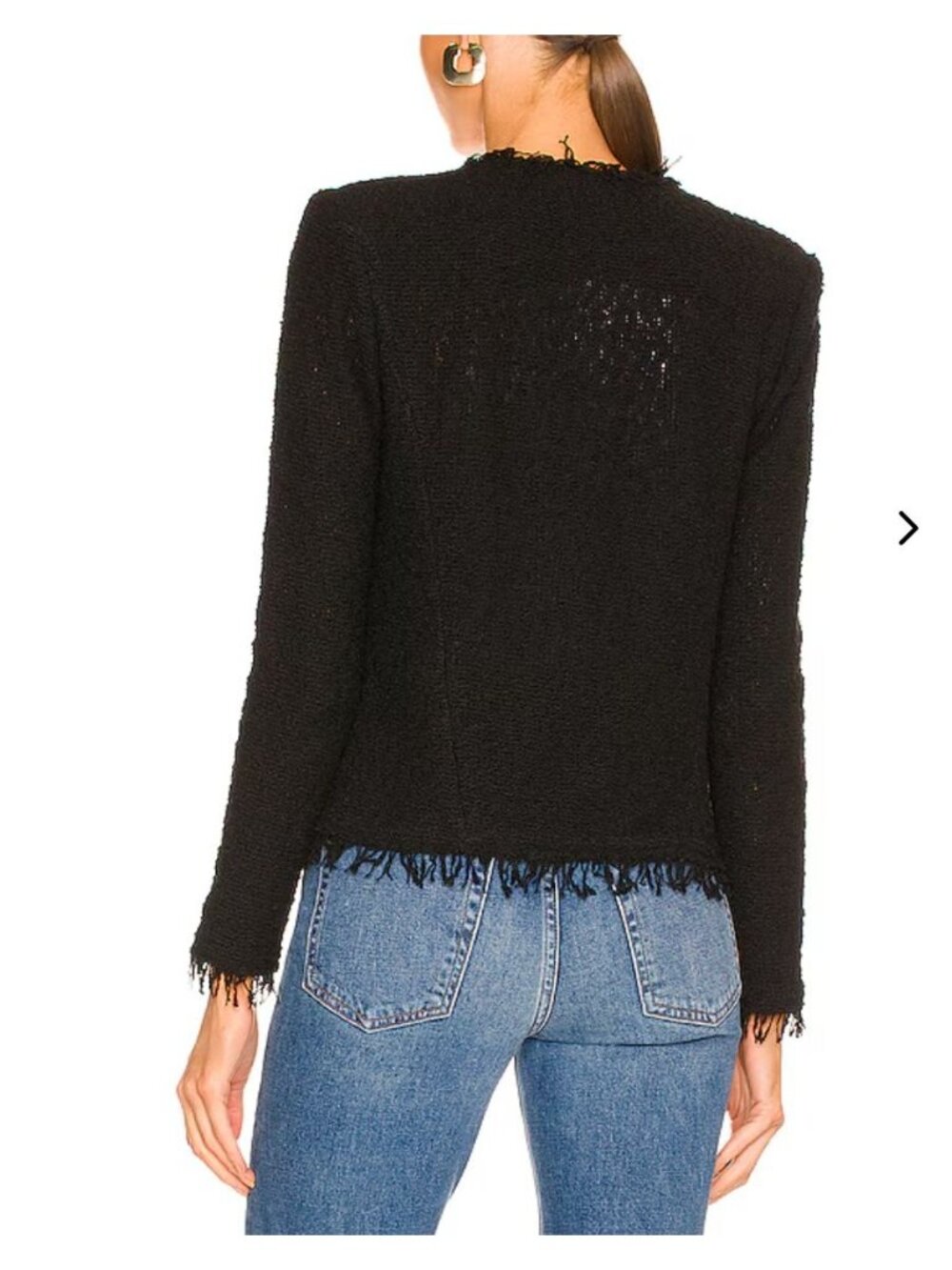 IRO Shavani Boucle knit Fringe Jacket Black - Size 38/ 4 - Picture 4 of 9